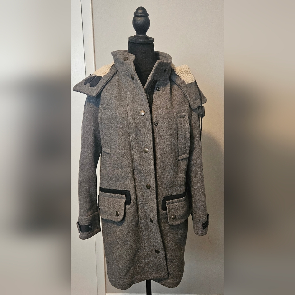 Coach Wool Parka Coat w/ Leather Trim Size XS (FITS LIKE A MEDIUM PtP 22") - Picture 1 of 9
